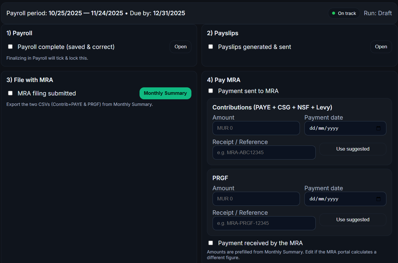 MRA Filing & Payments — DC Payroll