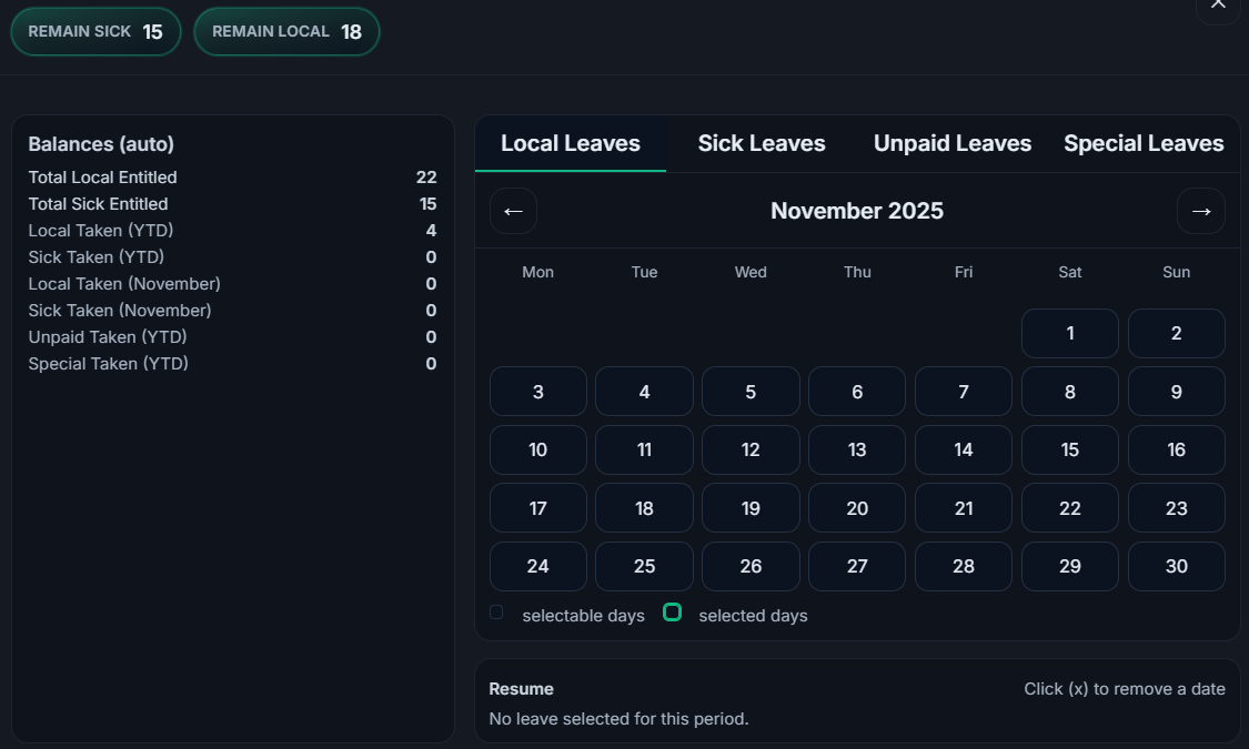 Leaves Calendar — DC Payroll